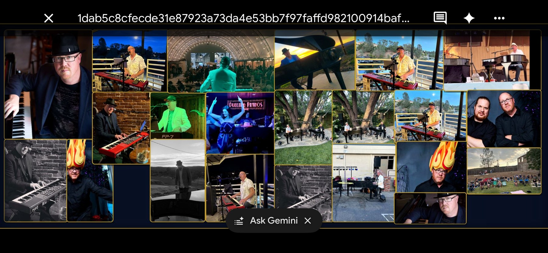 Photo collage of live piano, karaoke, and stage entertainment performances